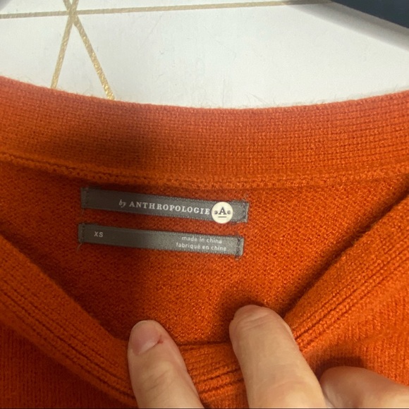 NWT Anthropologie Colma Tunic Sweater Burnt Orange Eyelash Cuffs Women's Size XS - Picture 5 of 7
